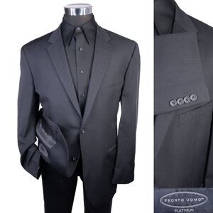 PRONTO UOMO Sport Coat Blazer Sz 46R Charcoal Gray Wool Casual Suit Jacket EUC